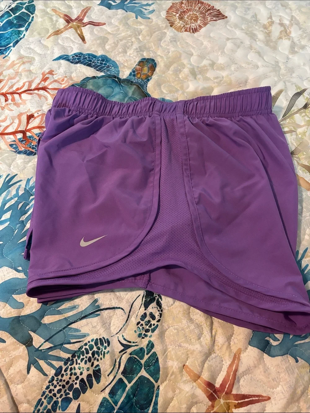 Nike Women's Purple Athletic Shorts with Drawstring